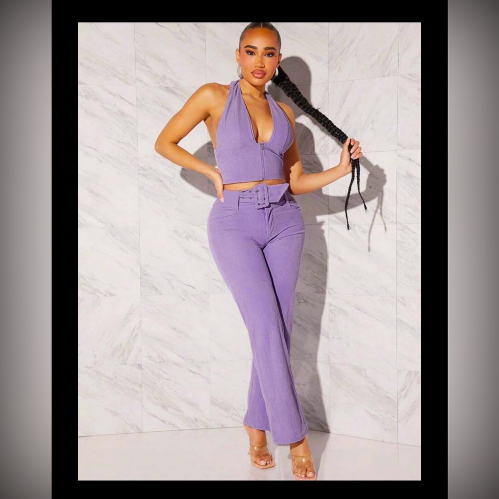 Elegant Purple Boot Cut Jumpsuit with Flare
